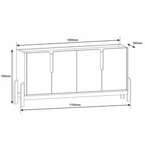 Aparador Buffet Sala 170cm Liz 4 Portas Com Adega com Pés de Madeira OffWhite com Cedro - Rede Móvei