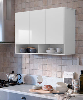 Armário Aéreo 3 Portas Milão Suspenso Para Quarto Cozinha Sala Branco - Rede Móveis