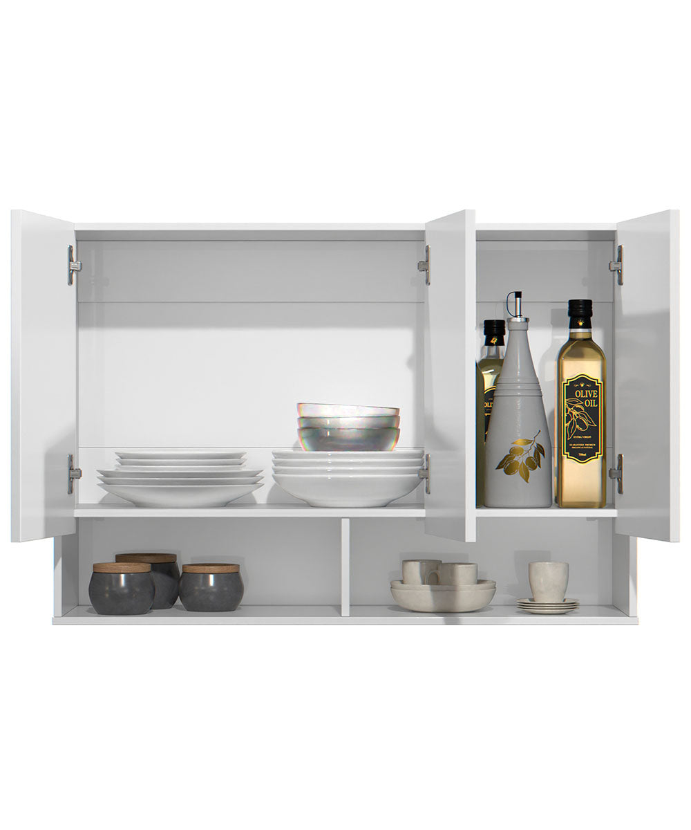 Armário Aéreo 3 Portas Milão Suspenso Para Quarto Cozinha Sala Branco - Rede Móveis