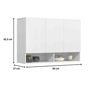 Armário Aéreo 3 Portas Milão Suspenso Para Quarto Cozinha Sala Branco - Rede Móveis