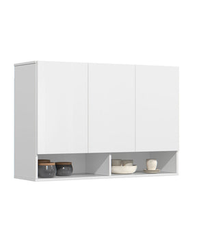 Armário Aéreo 3 Portas Milão Suspenso Para Quarto Cozinha Sala Branco - Rede Móveis