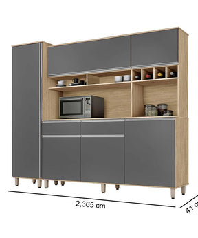 ARMÁRIO DE COZINHA BRASIL NATURE CINZA