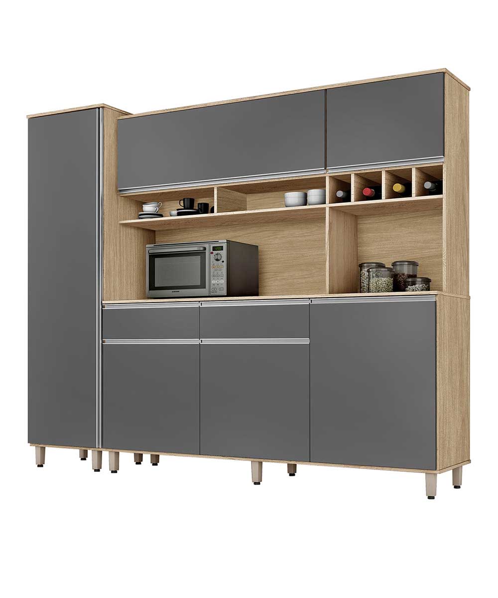 ARMÁRIO DE COZINHA BRASIL NATURE CINZA