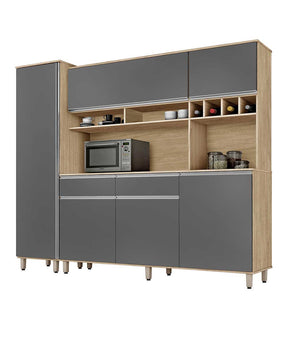 ARMÁRIO DE COZINHA BRASIL NATURE CINZA