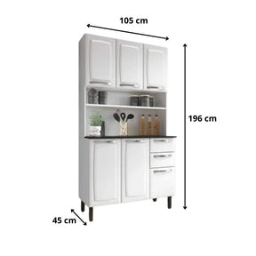 Armário Kit de Cozinha Compacta Aço 6 Portas 2 Gavetas Itatiaia Pratika Branco com Preto - Rede Móveis