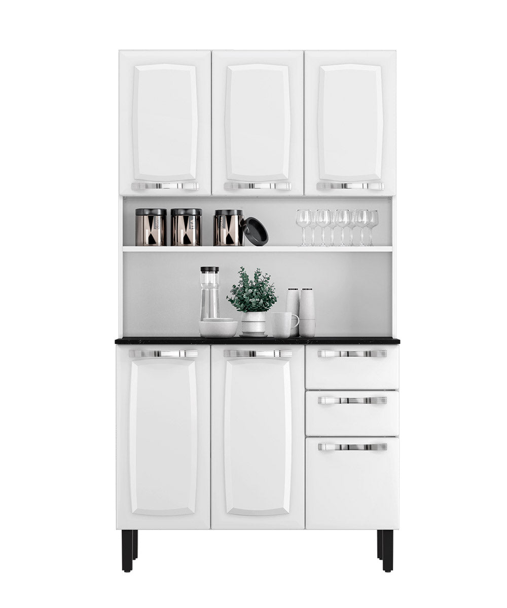 Armário Kit de Cozinha Compacta Aço 6 Portas 2 Gavetas Itatiaia Pratika Branco - Rede Móveis