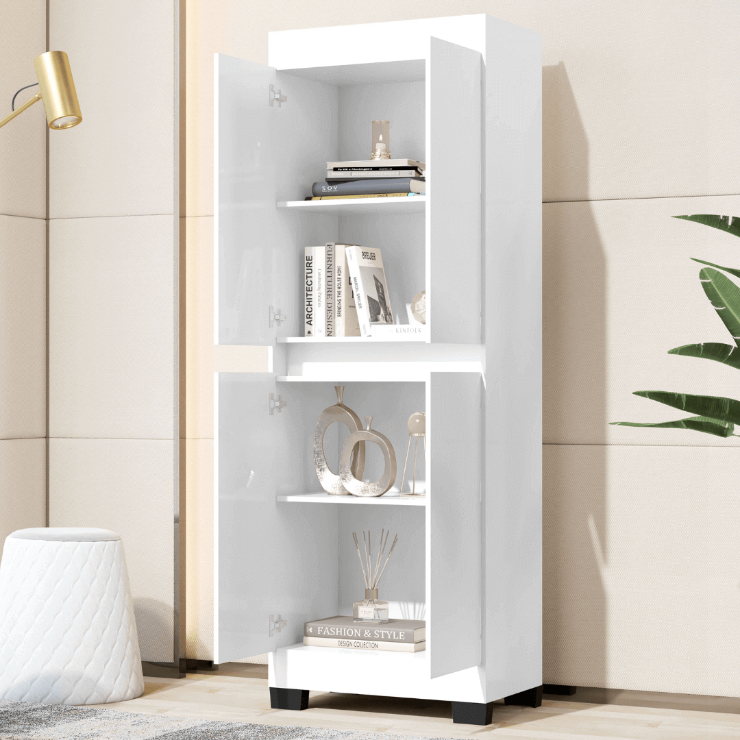 Armário Multiuso Escritório Quarto 4 Portas Tóquio Branco