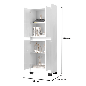 Armário Multiuso Escritório Quarto 4 Portas Tóquio Branco
