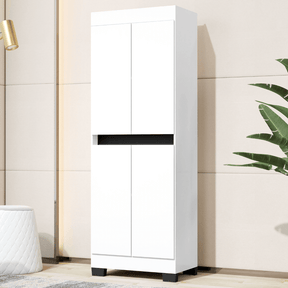 Armário Multiuso Escritório Quarto 4 Portas Tóquio Branco com preto