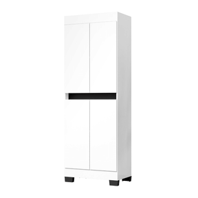 Armário Multiuso Escritório Quarto 4 Portas Tóquio Branco com preto