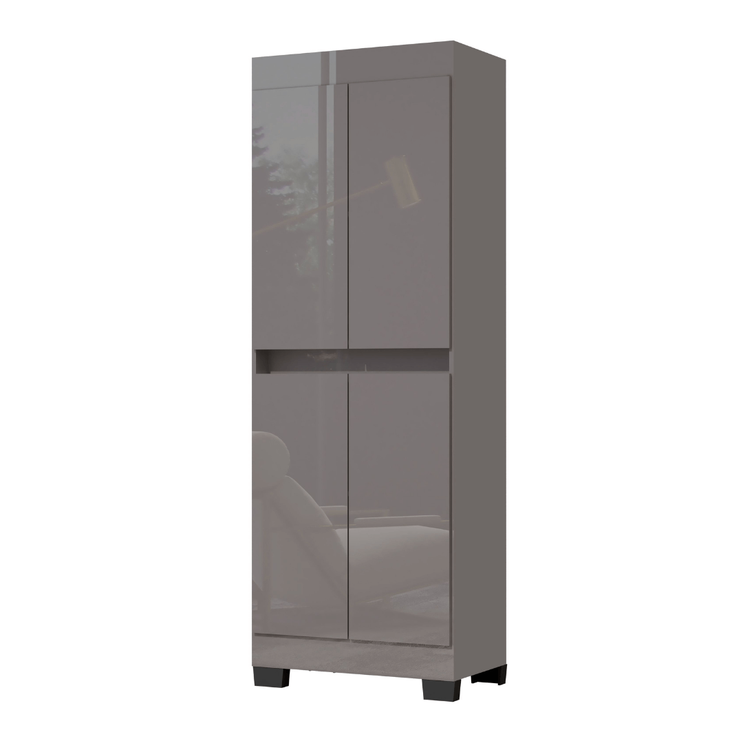 Armário Multiuso Escritório Quarto 4 Portas Tóquio Cinza