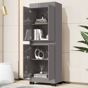 Armário Multiuso Escritório Quarto 4 Portas Tóquio Cinza