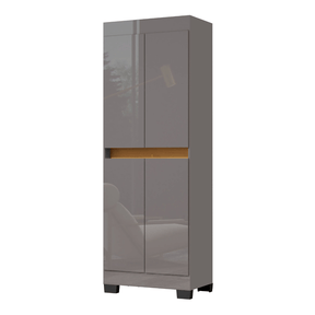 Armário Multiuso Escritório Quarto 4 Portas Tóquio Cinza com Mel