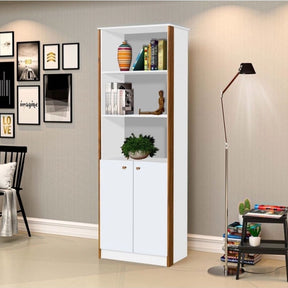 Armário Organizador Estante 2 Portas Office Escritório Branco com Nature - Rede Móveis