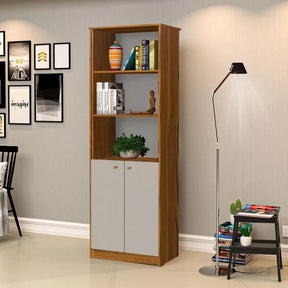 Armário Organizador Estante 2 Portas Office Escritório Nature com OffWhite - Rede Móveis