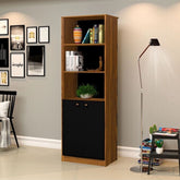 Armário Organizador Estante 2 Portas Office Escritório Preto com Nature - Rede Móveis