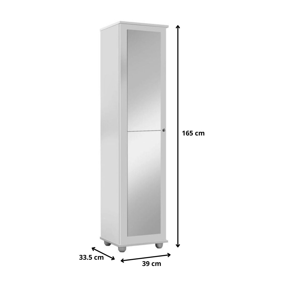Armário Organizador Multiuso 1 Porta Com Espelho Marry Branco - Rede Móveis