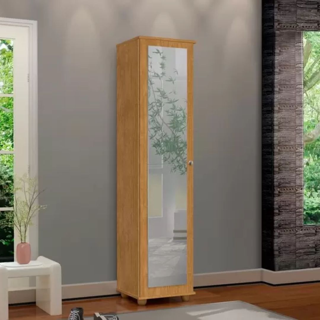 Armário Organizador Multiuso 1 Porta Com Espelho Marry Nature - Rede Móveis