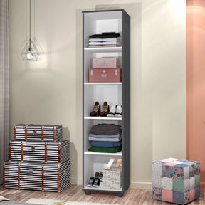 Armário Organizador Multiuso 1 Porta Com Espelho Marry Preto - Rede Móveis