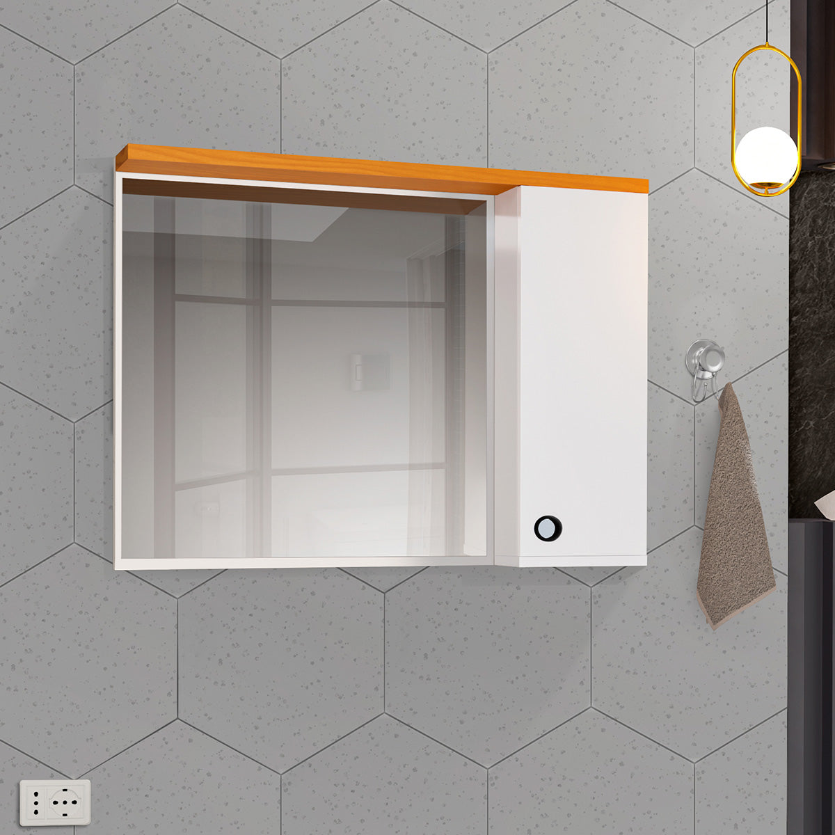 Espelheira para Banheiro 1 Porta Madri Branco com Nature - Rede Móveis