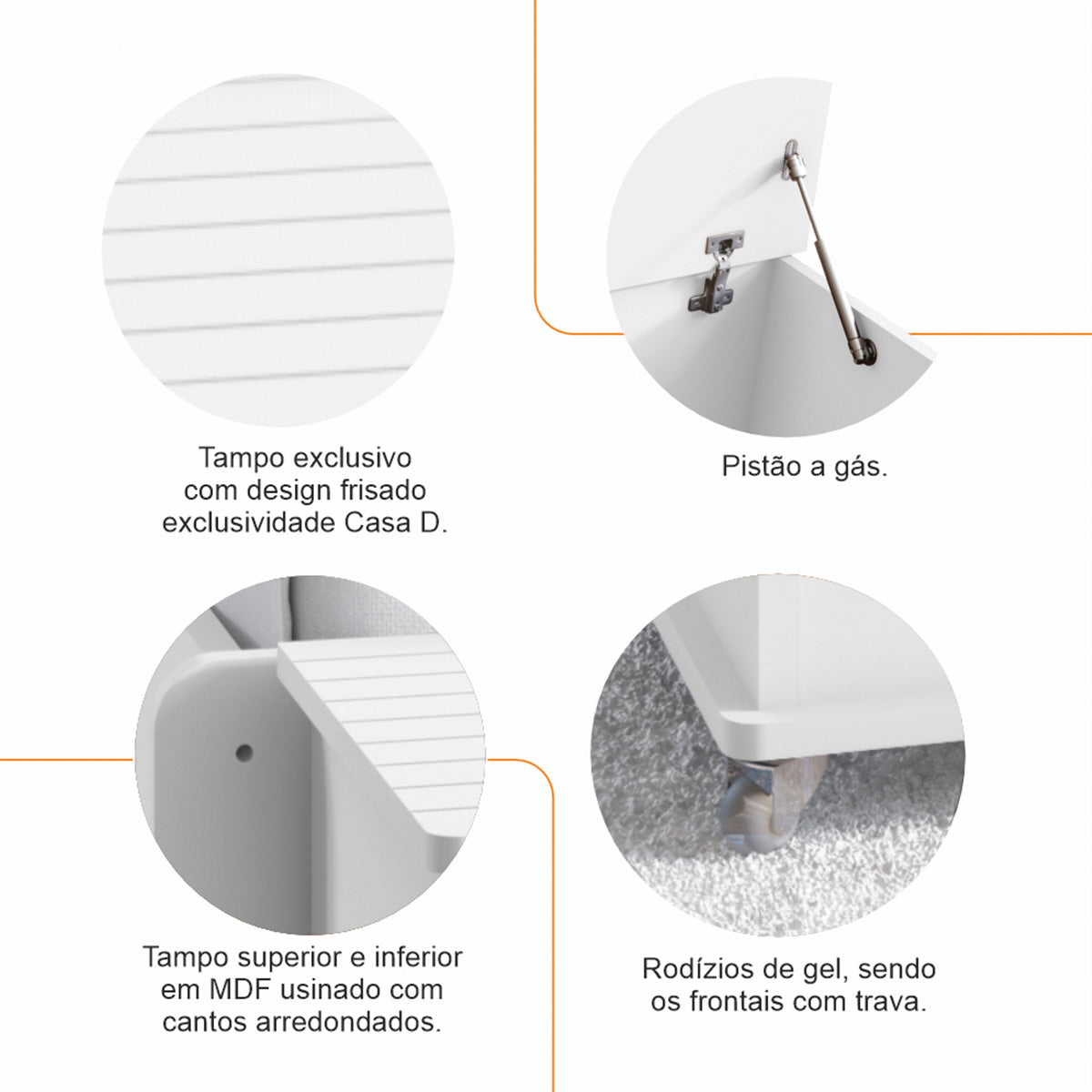 Baú Banco Organizador 1 Porta Luca MDP/MDF Branco - Rede Móveis