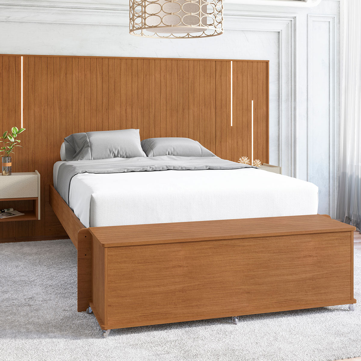 Baú Banco Organizador 1 Porta Luca MDP/MDF Cedro - Rede Móveis