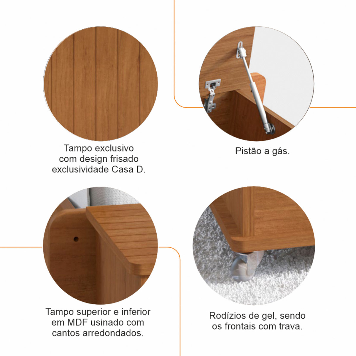 Baú Banco Organizador 1 Porta Luca MDP/MDF Cedro - Rede Móveis