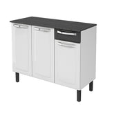 Balcão de Cozinha Rose 3 Portas 1 Gaveta Branco com Preto - Rede Móveis