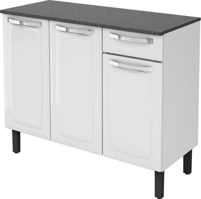 Balcão de Cozinha Rose 3 Portas 1 Gaveta Branco - Rede Móveis