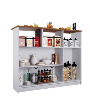 Bancada Ilha 3 Portas 1,20 Com Nicho 6206 Branco com Freijó - Rede Móveis