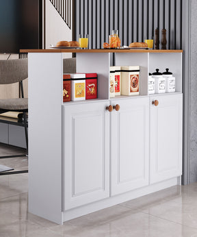 Bancada Ilha 3 Portas 1,20 Com Nicho 6206 Branco com Freijó - Rede Móveis