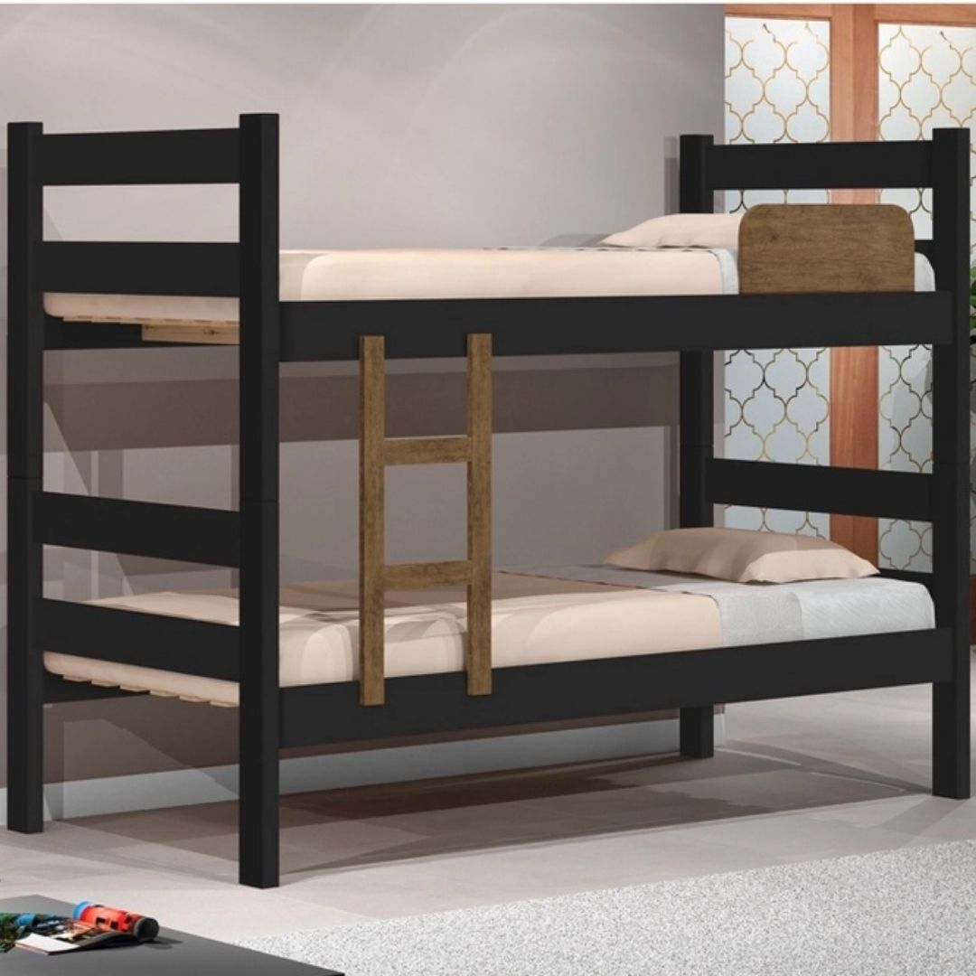 Beliche Solteiro Prisma Plus Preto com Jequitiba - Rede Móveis