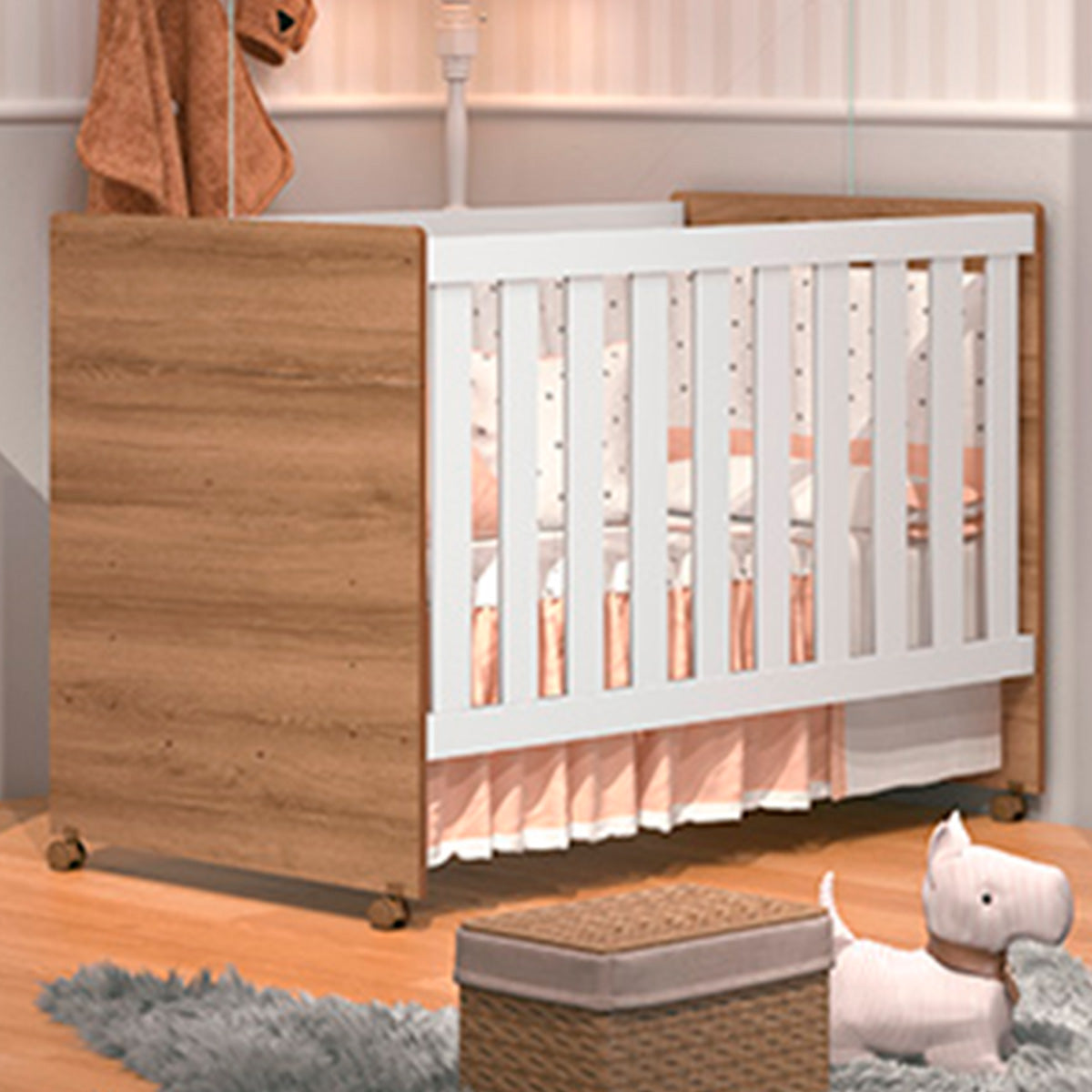 Berço Americano Mini Cama 3 em 1 Bebê Infantil Katatau Branco/Mezzo - Rede Móveis