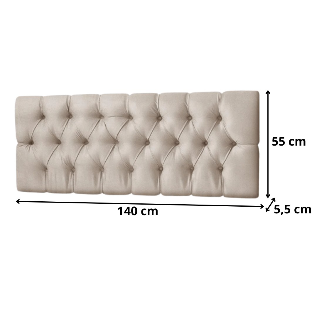Cabeceira de cama em capitonê bege 1,40m