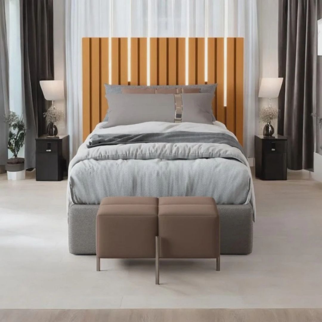 Cabeceira Ripado Maracá 109cm Para Cama de Solteiro Com Led Nature - Rede Móveis