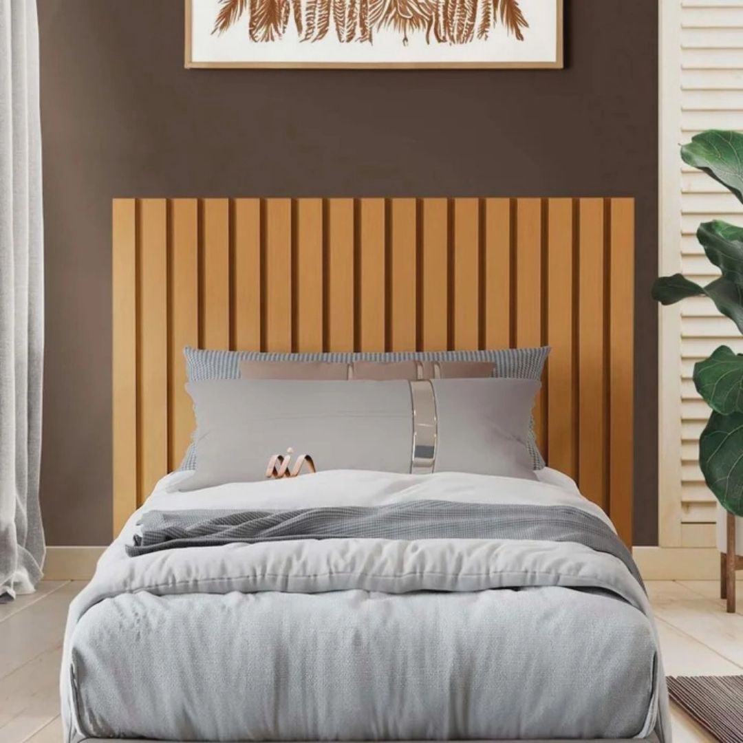 Cabeceira Ripado Maracá 109cm Para Cama de Solteiro Nature - Rede Móveis