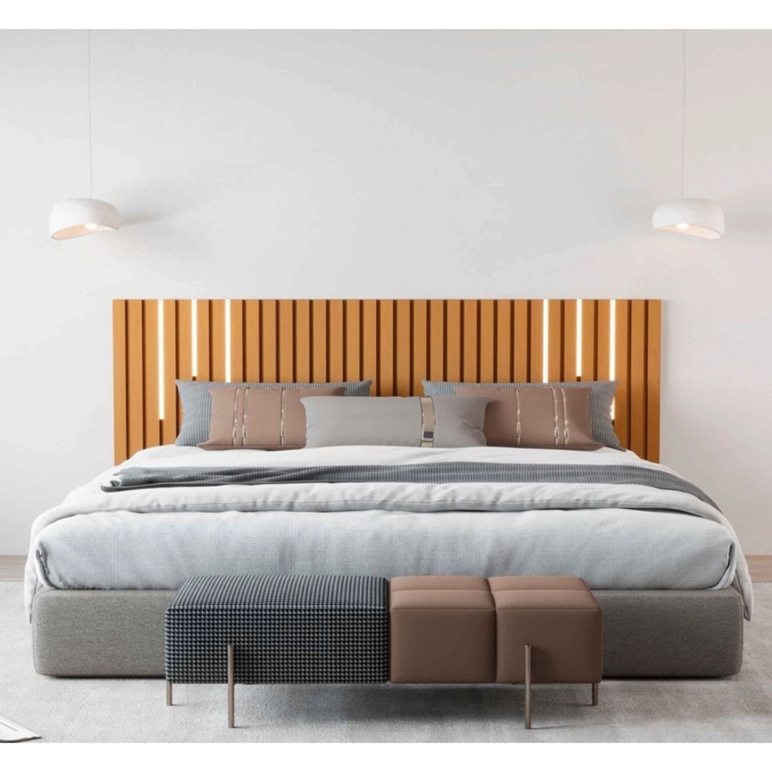 Cabeceira Ripado Maracá 215cm Para Cama King Size Com Led Nature - Rede Móveis