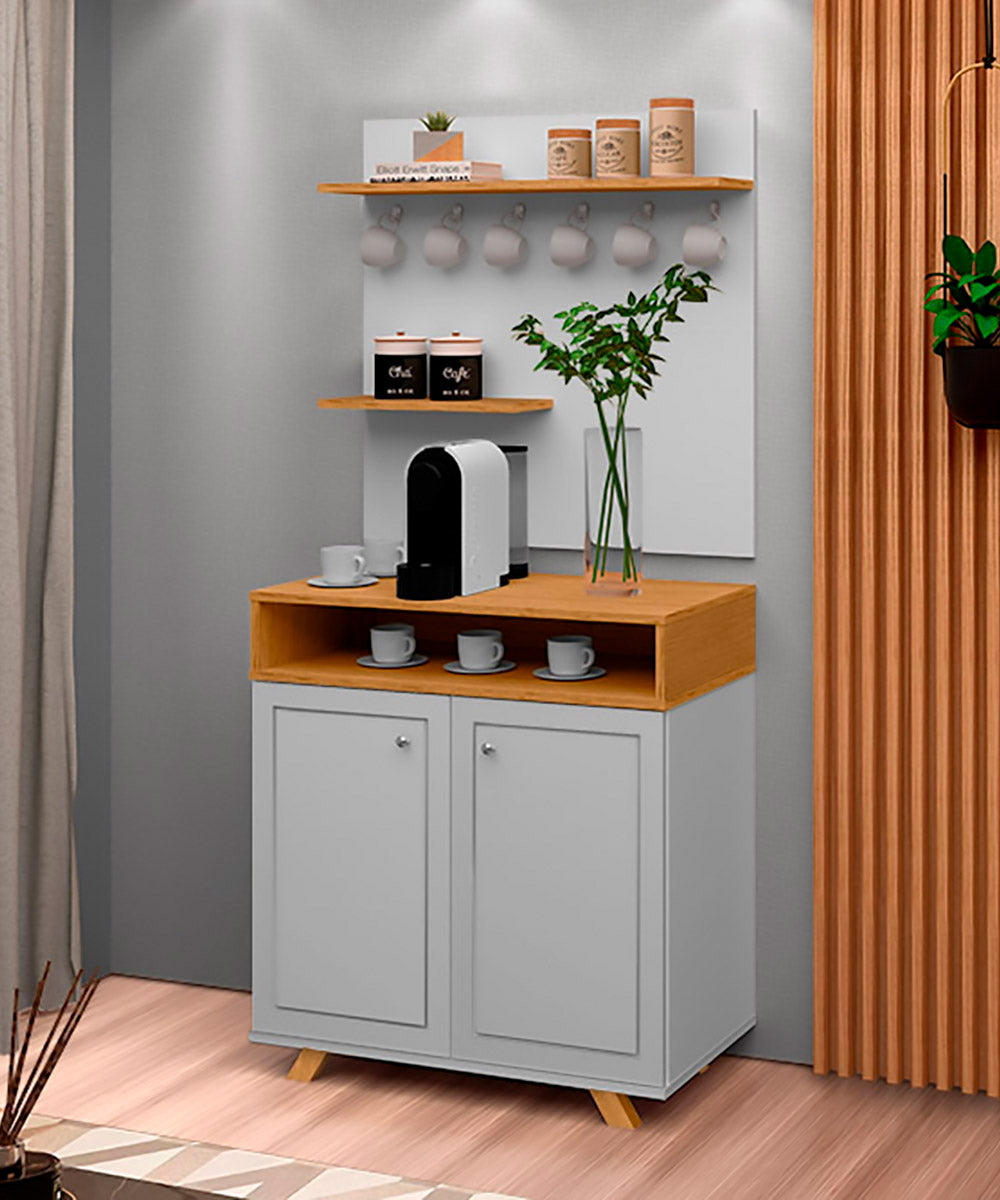 Cantinho Do Café 2 Portas Star Cinza com Freijó - Rede Móveis