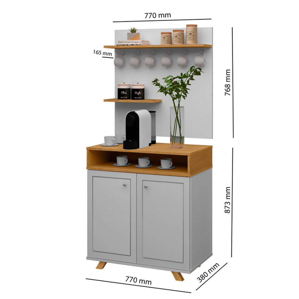 Cantinho Do Café 2 Portas Star Cinza com Freijó - Rede Móveis