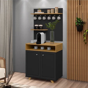 Cantinho Do Café 2 Portas Star Preto com Freijó - Rede Móveis