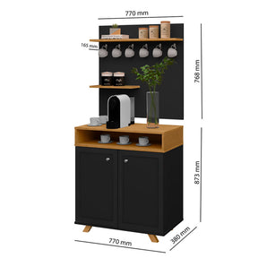 Cantinho Do Café 2 Portas Star Preto com Freijó - Rede Móveis