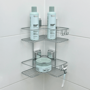 Cantoneira Porta Shampoo Dupla de Canto com Ventosa Cromado