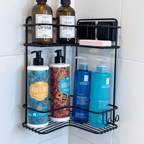 Prateleira de Canto Dupla com Ventosa Preta