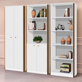 Conjunto 3 Armários Organizador Office Escritório Branco com Nature - Rede Móveis