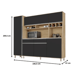 ARMÁRIO DE COZINHA BRASIL NATURE PRETO FOSCO