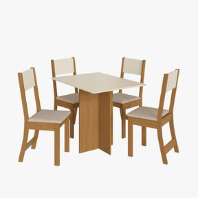 Mesa de Jantar com 4 Cadeiras Talita OffWhite com Freijó - Rede Móveis