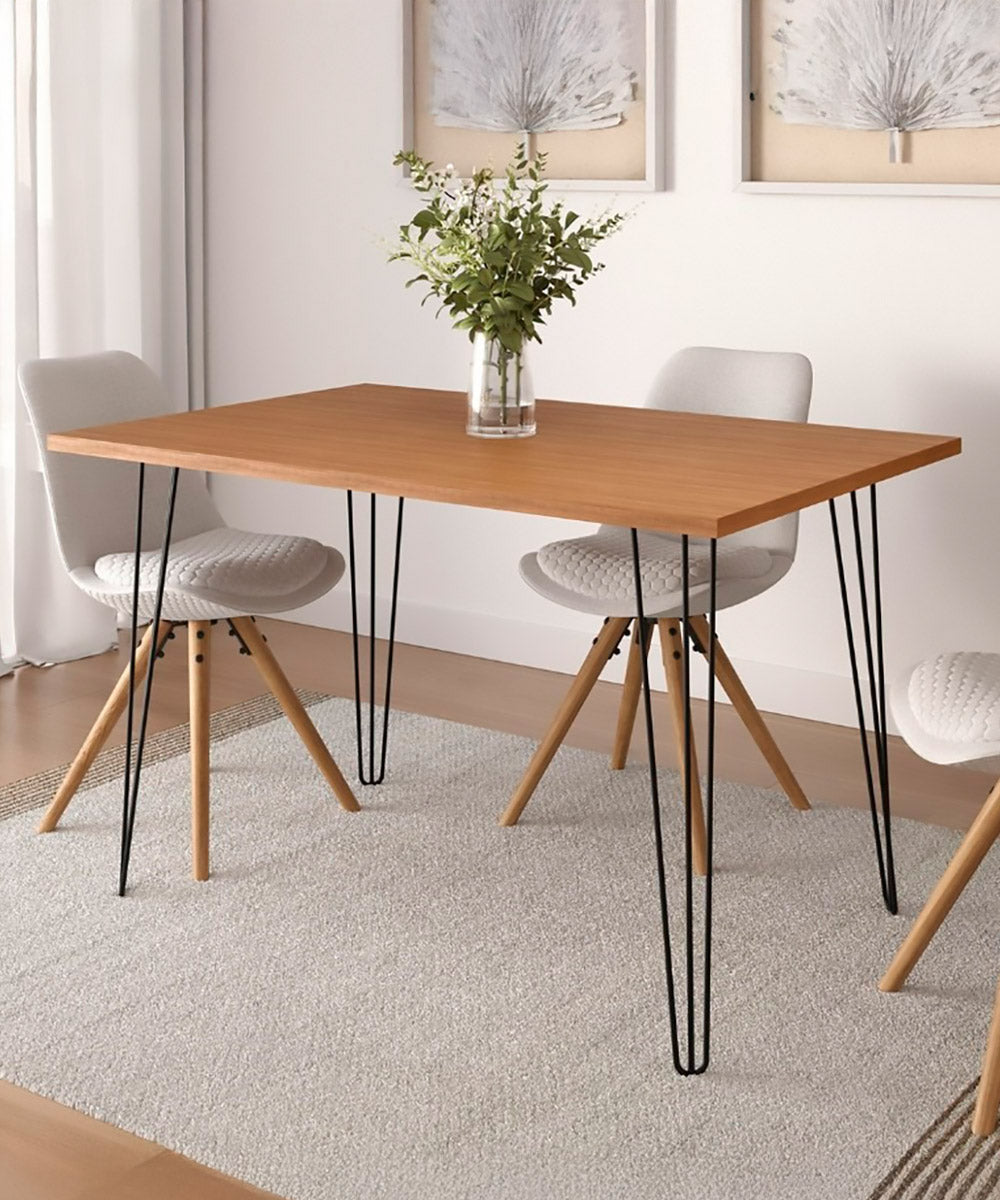 Mesa De Jantar Retangular 120 X 80 Mdp Pé De Ferro 4 Lugares Ametista - Rede Móveis