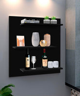 Painel Cantinho do Café e Barzinho Suiça / Paris com 3 Prateleiras Preto - Rede Móveis