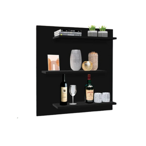 Painel Cantinho do Café e Barzinho Suiça / Paris com 3 Prateleiras Preto - Rede Móveis