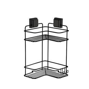 Prateleira de Canto Dupla com Ventosa Preta